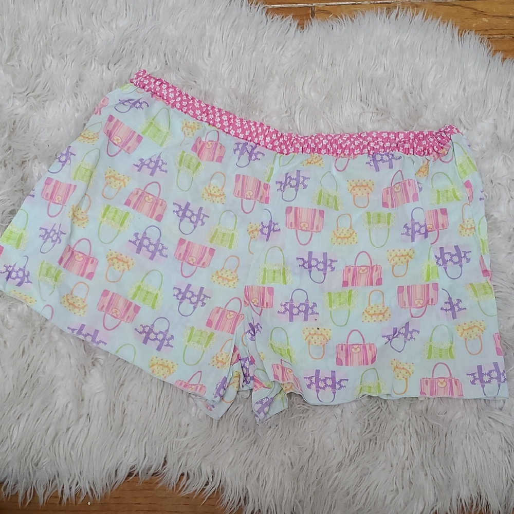 Joe Boxer Pink Floral Handbag Print Lounge Shorts Size L